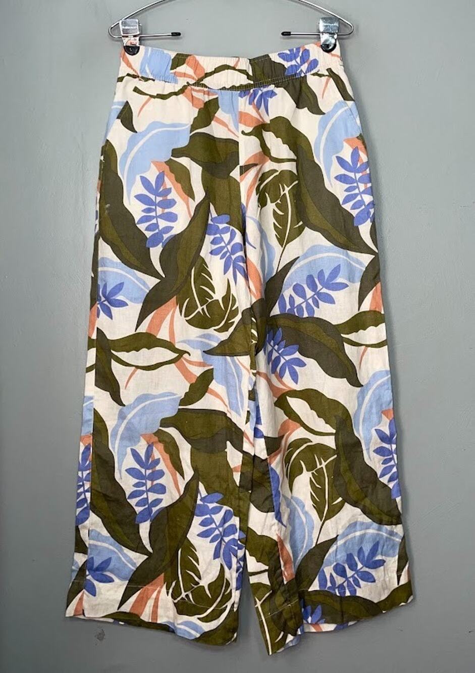 Tahari Wide Leg Linen Pants Size Small Beachy Tropical Resort Vacation